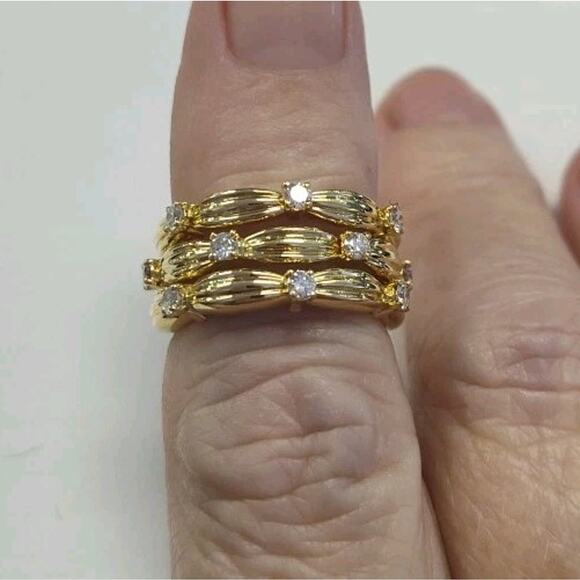 Tiffany & Co. 1992 18kt Yellow Gold Ring Size 6.75 Diamond Basket Weave 9.7 Gram - Picture 6 of 6